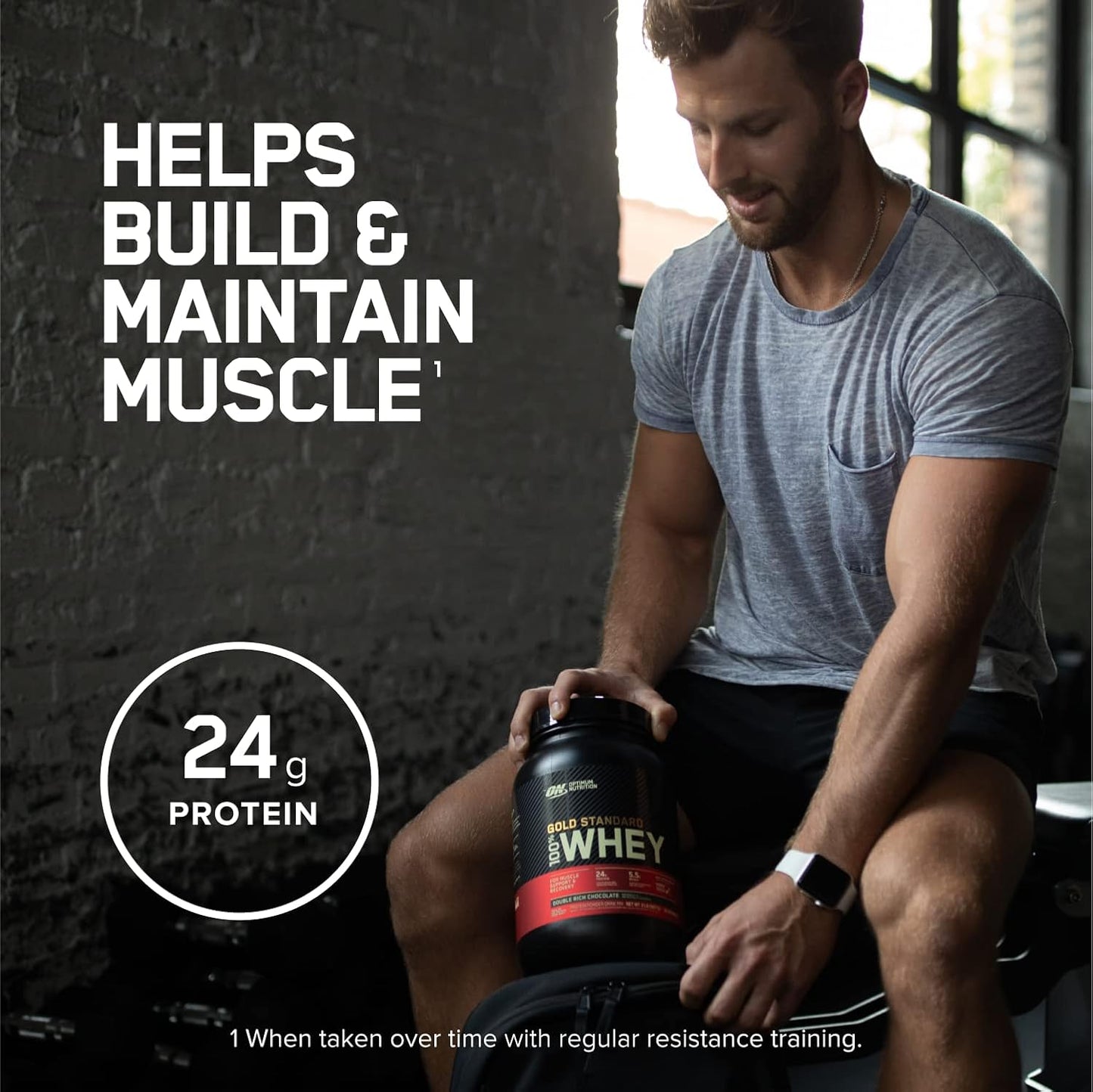 Optimum Nutrition Gold Standard 100% Whey, Proteína En Polvo Sabor Doble Chocolate, 2 Lb