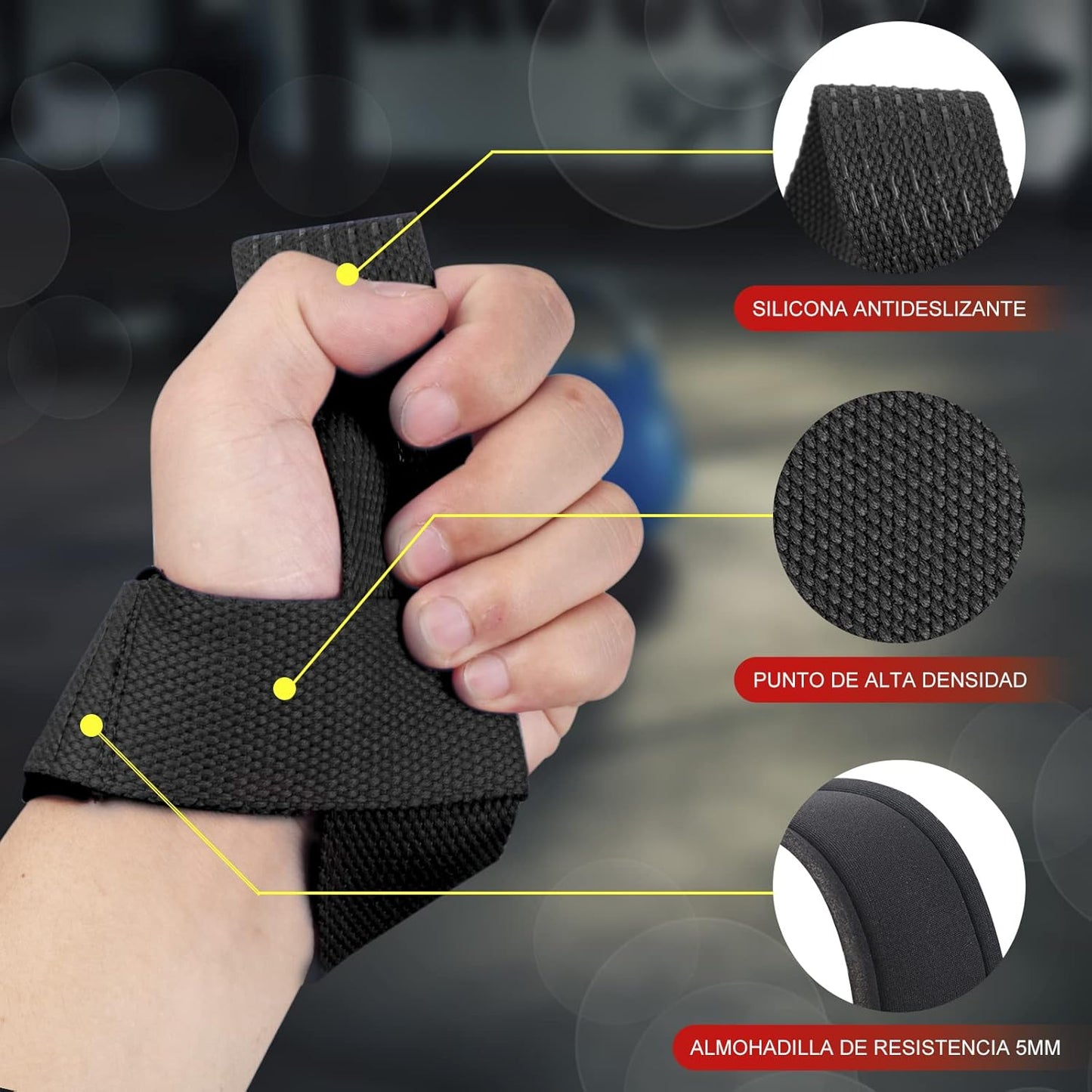 SKDK Correas de levantamiento de silicona antideslizante ,Straps Para Gym, Levantamiento de Pesas,muñequeras gym straps para gym mujer, hombres, levantamiento de pesas, culturismo, Xfit, entrenamiento de fuerza