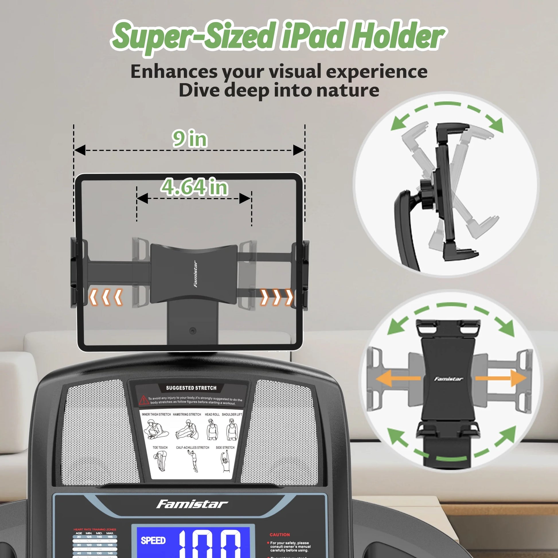 5.0HP Folding Treadmill for Home with 15 Auto Incline, Smart APP, 300Lbs, Hifi Bluetooth Speakers, 64 Programs, 10MPH Speed, Foldable Electric Treadmill Running Machine, Knee Strap Gift