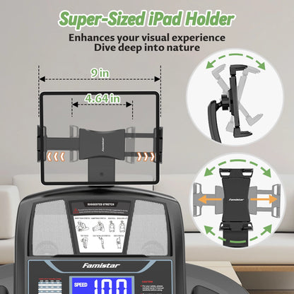 5.0HP Folding Treadmill for Home with 15 Auto Incline, Smart APP, 300Lbs, Hifi Bluetooth Speakers, 64 Programs, 10MPH Speed, Foldable Electric Treadmill Running Machine, Knee Strap Gift