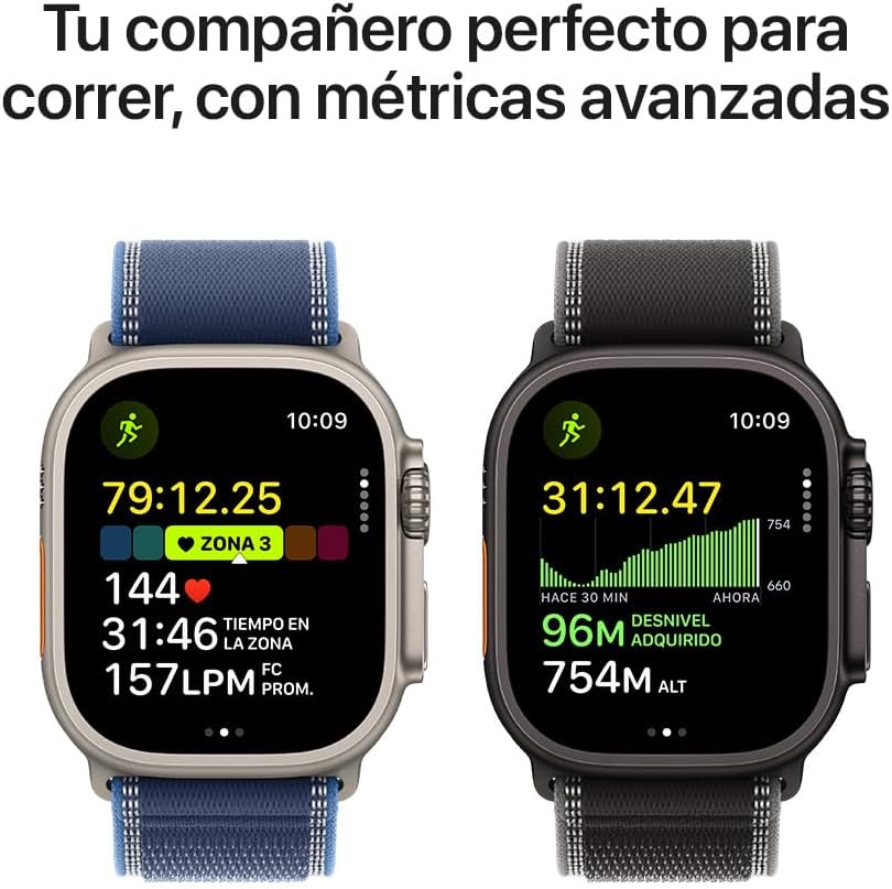 Apple Watch Ultra 3 [GPS + Cellular] con Caja de Titanio Negro de 49 mm y Correa Estilo milanés de Titanio Negro - M (Smartwatch Premium para Carreras y Multideporte). Comunicación satelital.