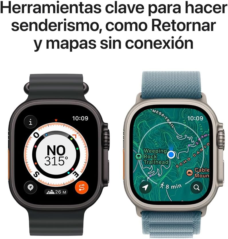 Apple Watch Ultra 3 [GPS + Cellular] con Caja de Titanio Negro de 49 mm y Correa Estilo milanés de Titanio Negro - M (Smartwatch Premium para Carreras y Multideporte). Comunicación satelital.