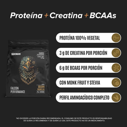 Birdman Falcon Performance Proteina Premium En Polvo, 30gr proteina, 3gr Creatina, 45 Porciones Sabor Golden Vanilla 1.9Kg