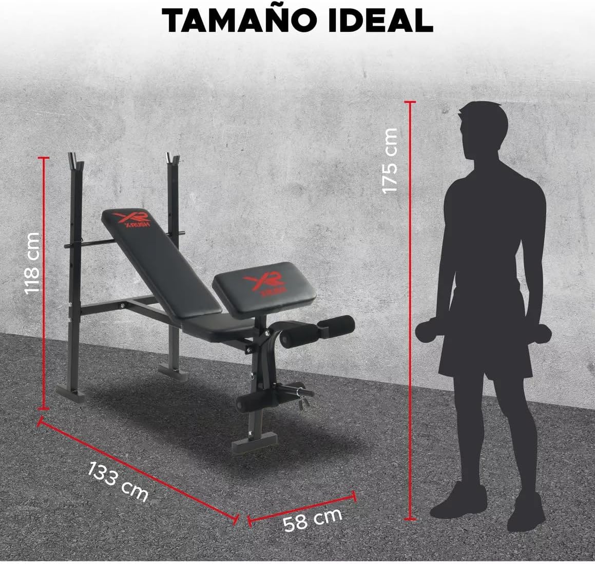 Banca de Pesas Profesional 300 kg – 3 Niveles (Plano, Inclinado, Declinado) + Soporte para Piernas – Estructura de Acero Reforzado, Ideal para Press Banca y Abdominales