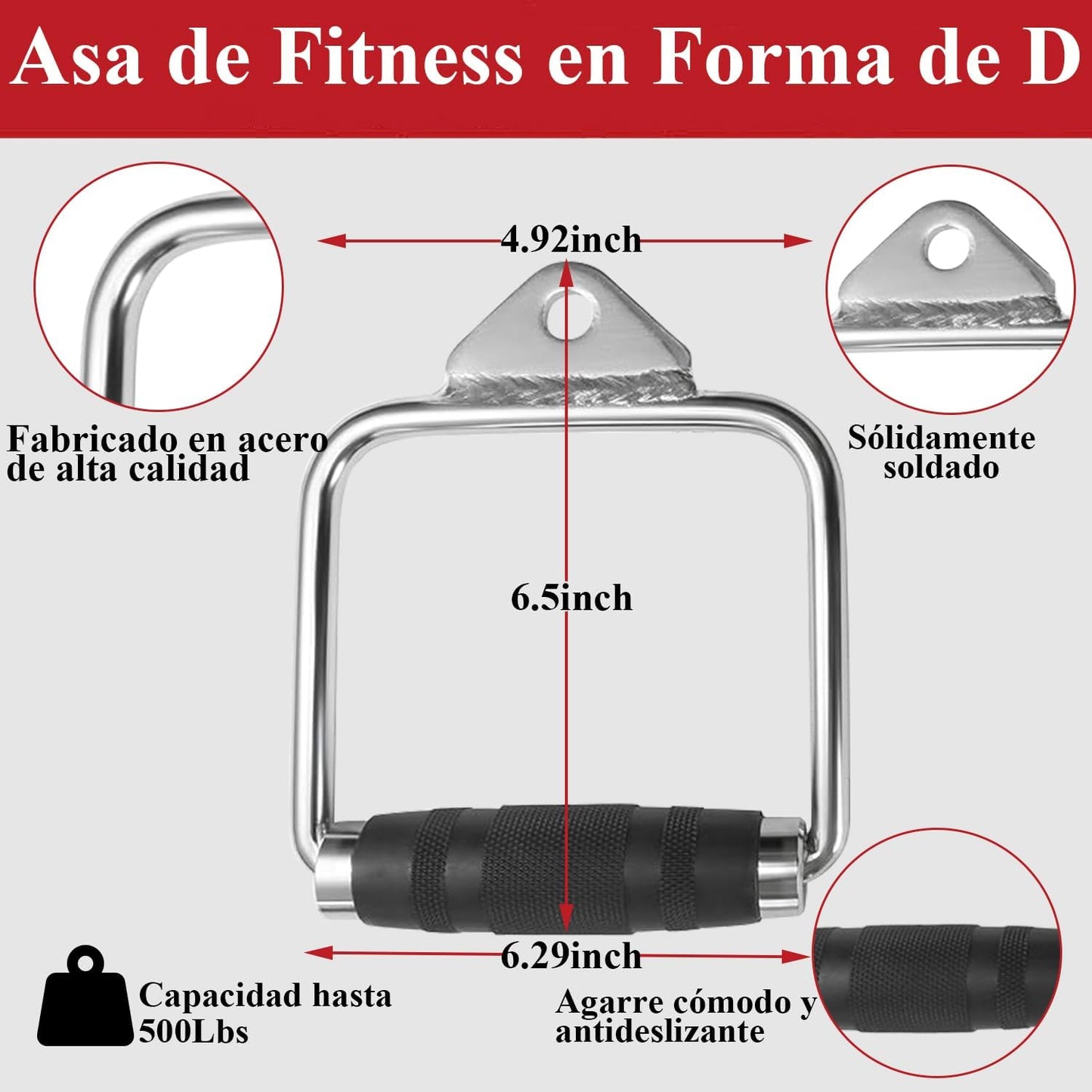PERFECTOP Accesorios de Polea de Cable para Ejercicio en Casa,Combo de Accesorios para Poleas de Gym, Agarres y Equipos de Gimnasio,Mango en D, Cuerda de tríceps y 3 Alpinistične zaponke