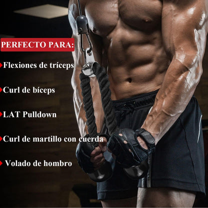 PERFECTOP Accesorios de Polea de Cable para Ejercicio en Casa,Combo de Accesorios para Poleas de Gym, Agarres y Equipos de Gimnasio,Mango en D, Cuerda de tríceps y 3 Alpinistične zaponke