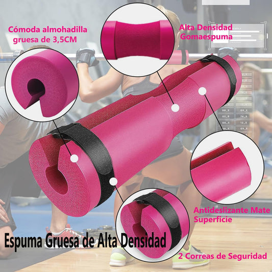 NEWYOUTH Kit Ejercicio 3 en 1, Almohadilla para Barra Gym||Grilletes para Tobillo de Fitness||Bandas Elasticas Resistencia, para Ejercicios Gluteos Cadera Piernas Brazos Yoga Pilates Fitness(Rosa)