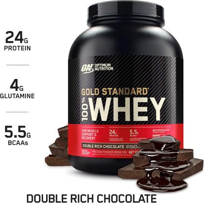 Optimum Nutrition Gold Standard 100% Whey, Proteína En Polvo Sabor Doble Chocolate, 2 Lb