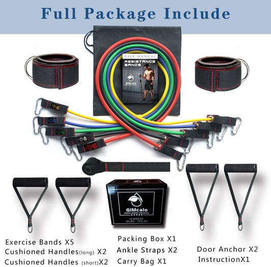 GIMCALO Bandas de Resistencia, Bandas de Resistencia multifuncionales para Entrenamiento de Fuerza y Equipos de Fitness. Ligas de Resistencia Pesada de 150 Libras apilable Ejercicio