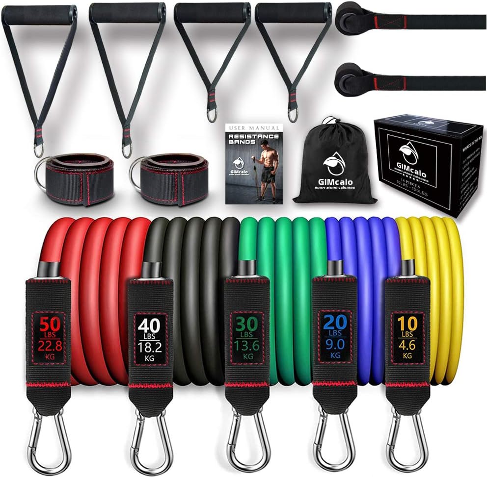 GIMCALO Bandas de Resistencia, Bandas de Resistencia multifuncionales para Entrenamiento de Fuerza y Equipos de Fitness. Ligas de Resistencia Pesada de 150 Libras apilable Ejercicio