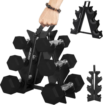 COOSPORT 6 PCS (2X5LB, 2X10LB, 2X15LB)Mancuernas Fitness,con Base Incluida,Juego de Mancuernas, Ideal para Gimnasio en Casa,Entrenamiento para Hombres y Mujeres,con Revestimiento Goma, Pesas Ejercicio