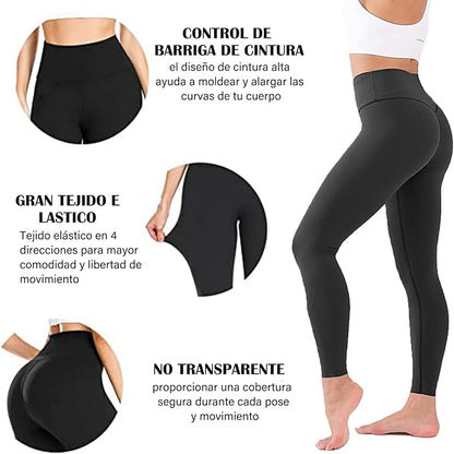 OPUEW Paquete de 3 Leggins Deportivos Mujer, Pantalones de Yoga con Control de Abdomen, Cintura Alta